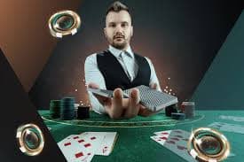 Dealer live kasino tampil profesional dengan meja permainan lengkap